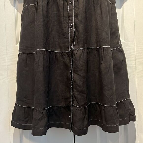 Cynthia Rowley Black Linen Short Sleeve Boho Dress Size S (fits oversized) - Picture 6 of 13
